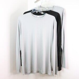 3pc Opna Men's XLT Gray & Black Basic Long Sleeve Wicking Active Athletic Shirts